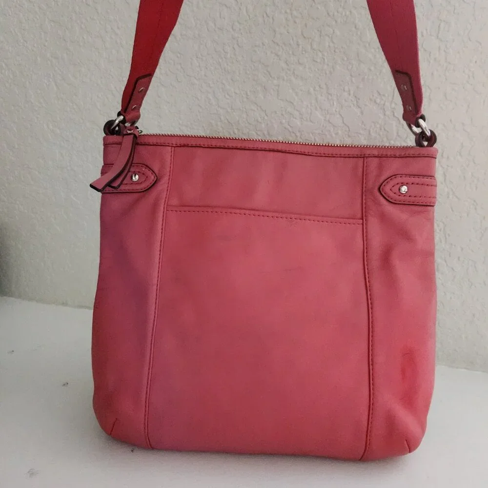 Coach Pink Coral Leather Crossbody Bag Purse - Picture 3 of 13